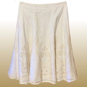 CAbi White 100% Cotton wt Buff Embroidered Cutwork